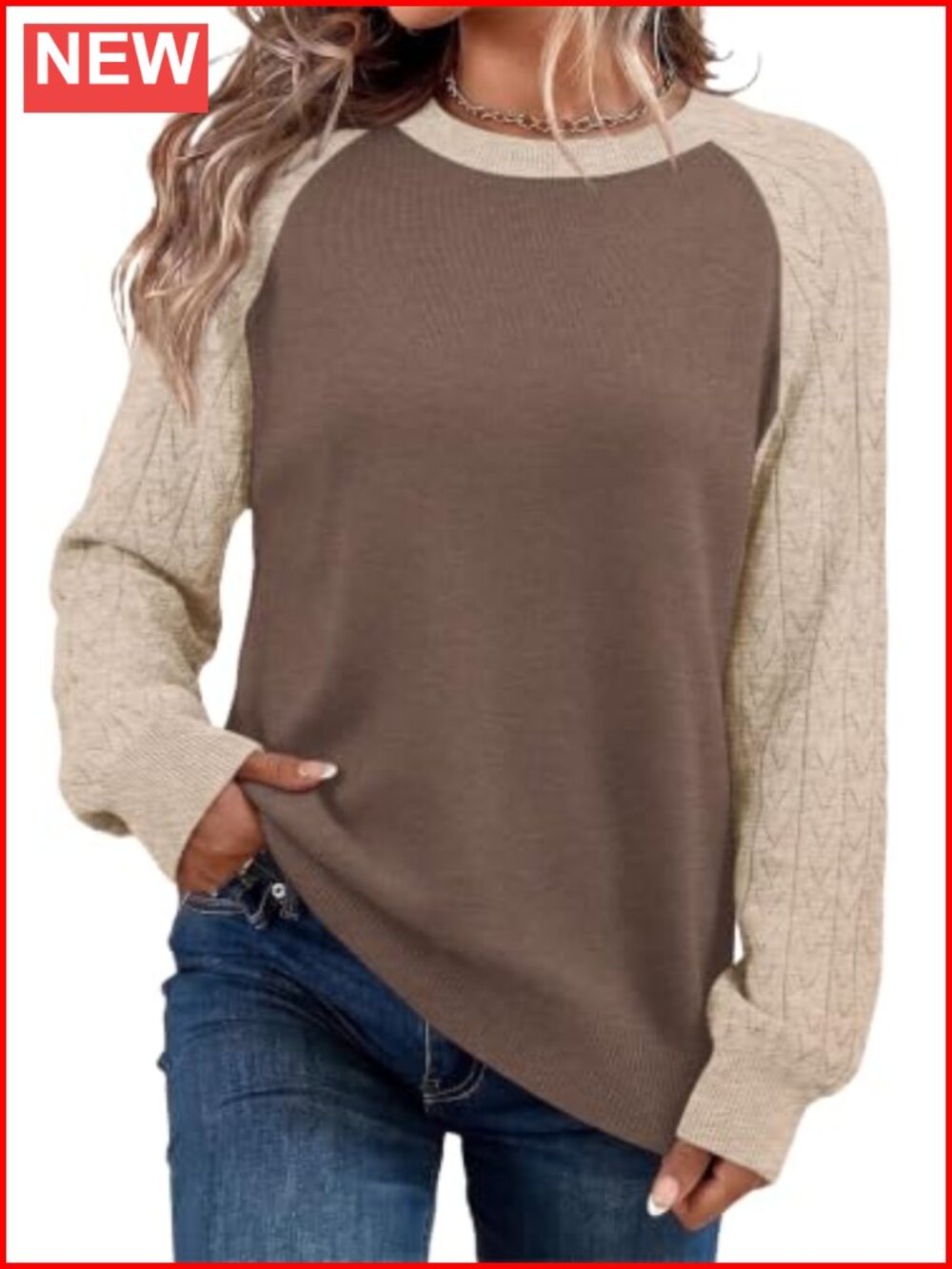 Womens Lightweight Knit Hollow Out Sleeve Crew Neck Pullover Sweater